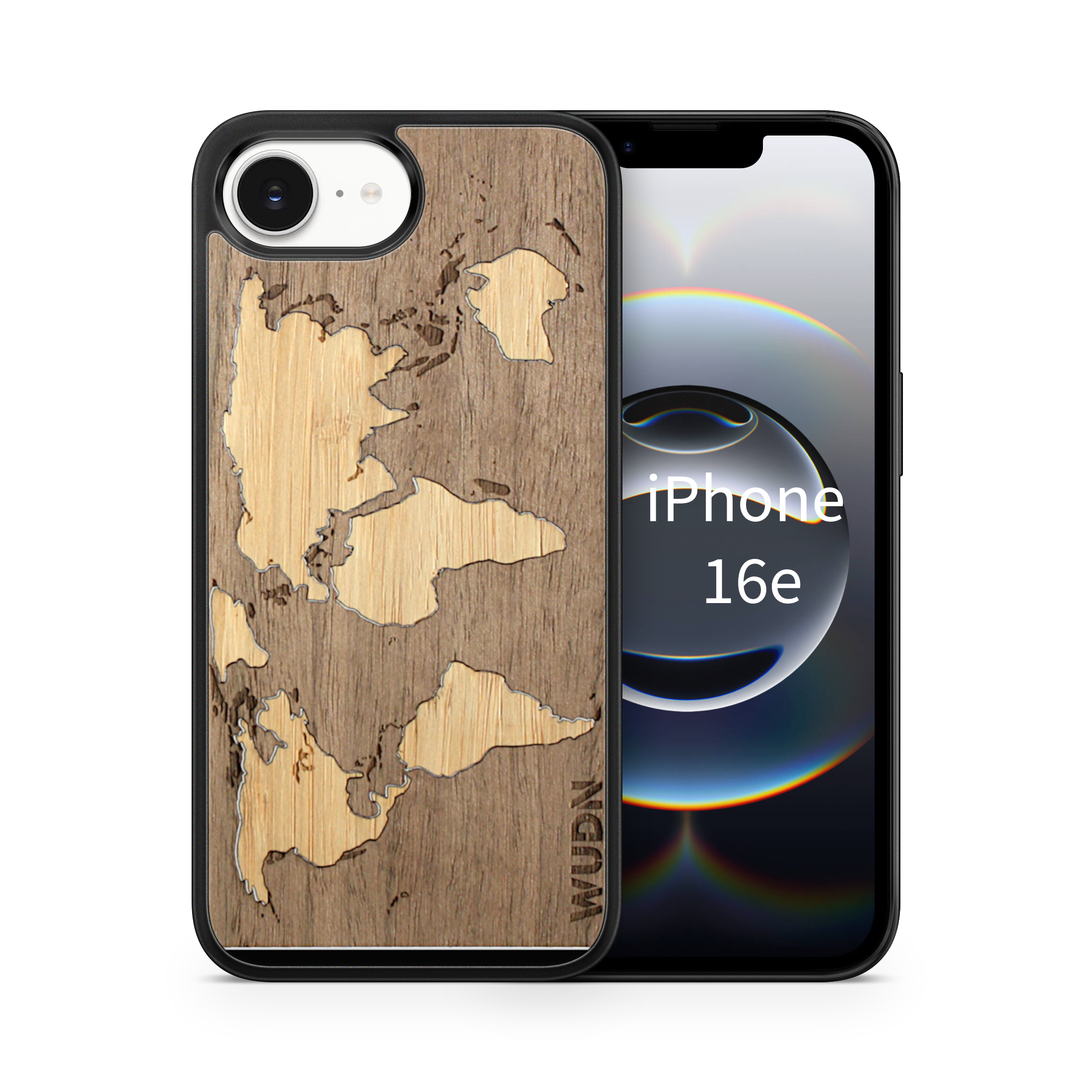 Slim Wooden iPhone Case (World Map Traveler - Walnut Ocean)