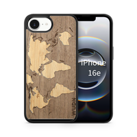 Slim Wooden iPhone Case (World Map Traveler - Walnut Ocean)