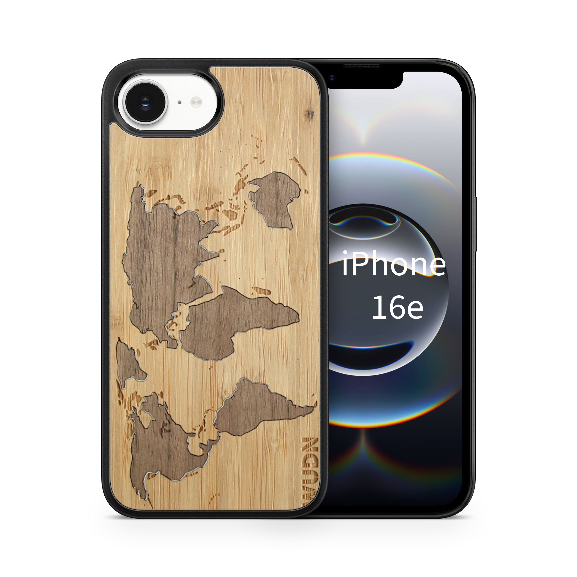 Slim Wooden Phone Case (World Map Traveler - Bamboo Ocean)