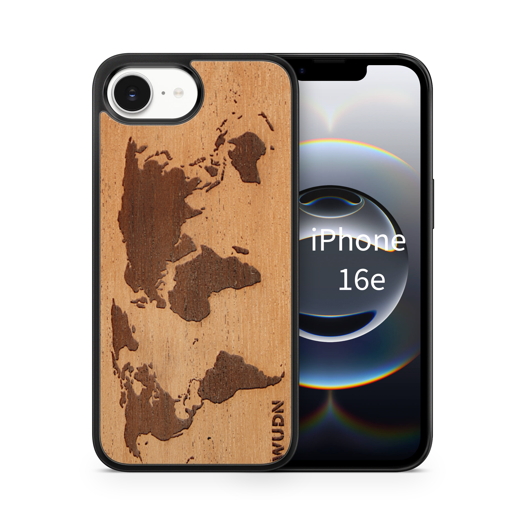 Slim Wooden iPhone Case (World Map Traveler in Mahogany)