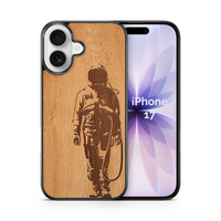 Slim Wooden Phone Case (Banksy Astronaut in Mahogany)