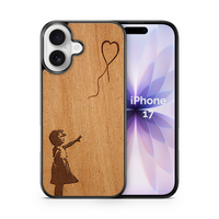 Slim Wooden Phone Case (Banksy Girl With a Balloon in Mahogany)