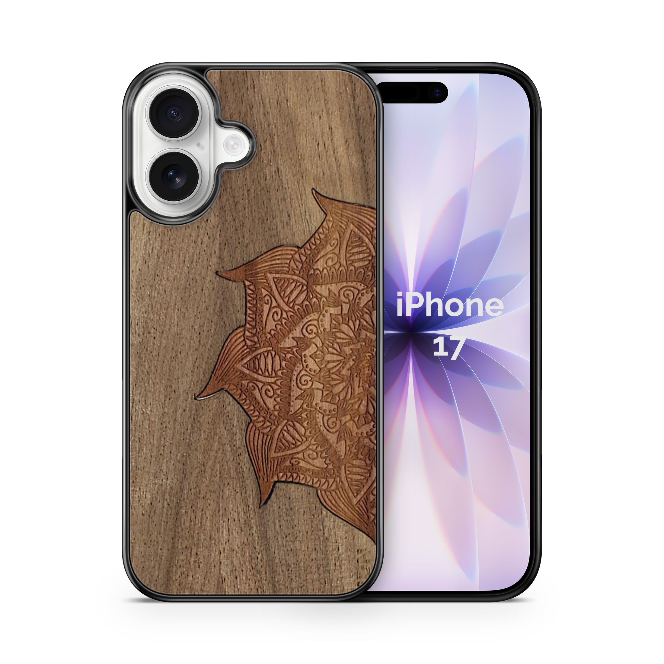 Slim Wooden Phone Case (Cedar Mandala in Black Walnut)