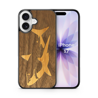Slim Wooden iPhone Case (Great White Shark with Bamboo in Black Walnut)