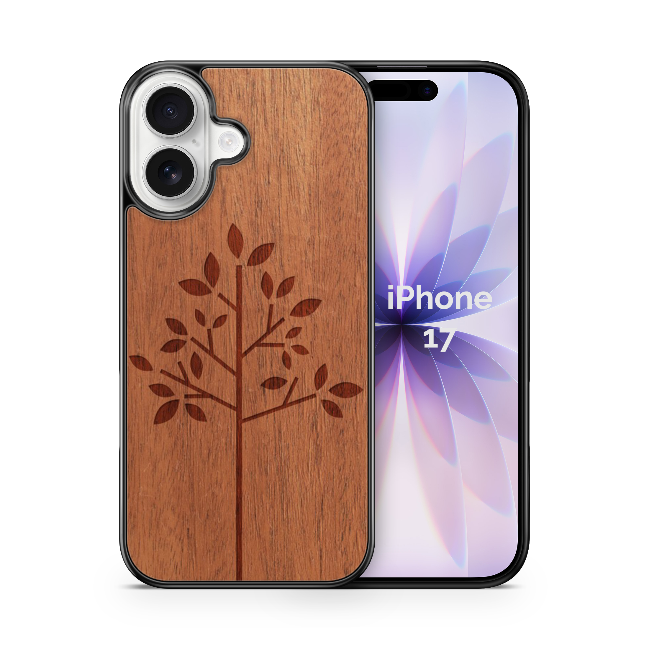 Slim Wooden Phone Case (Simple Tree in Mahogany)