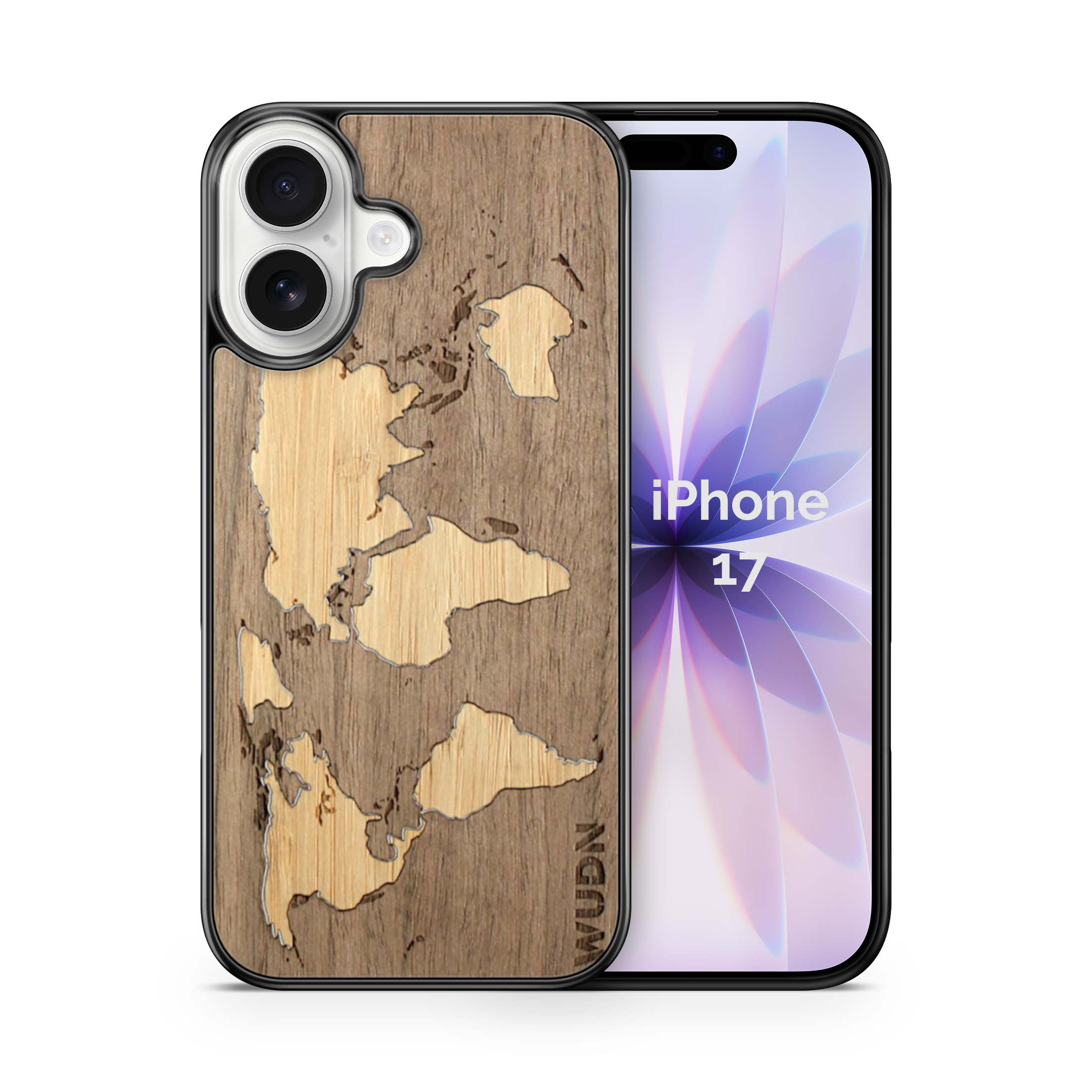 Slim Wooden iPhone Case (World Map Traveler - Walnut Ocean)