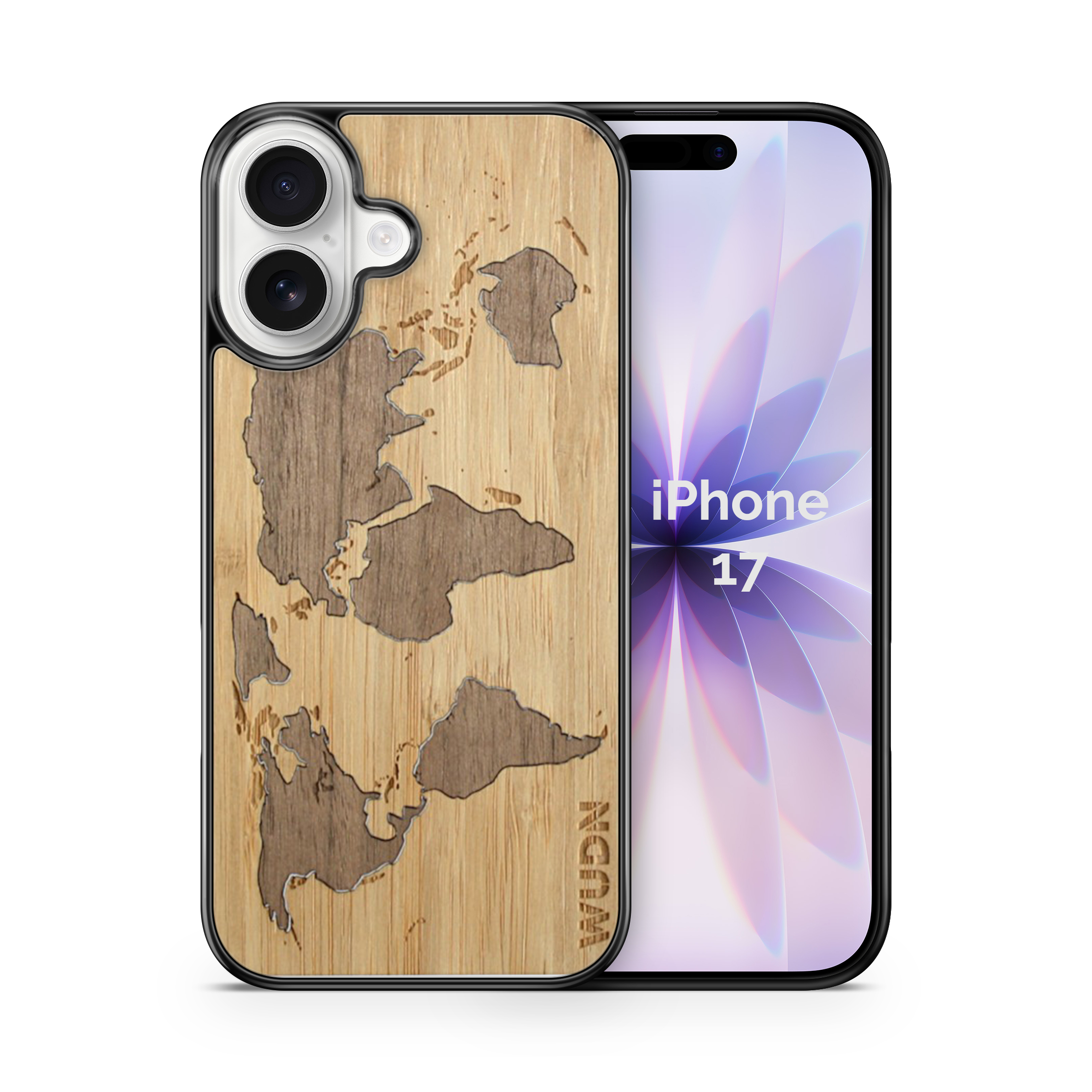 Slim Wooden Phone Case (World Map Traveler - Bamboo Ocean)