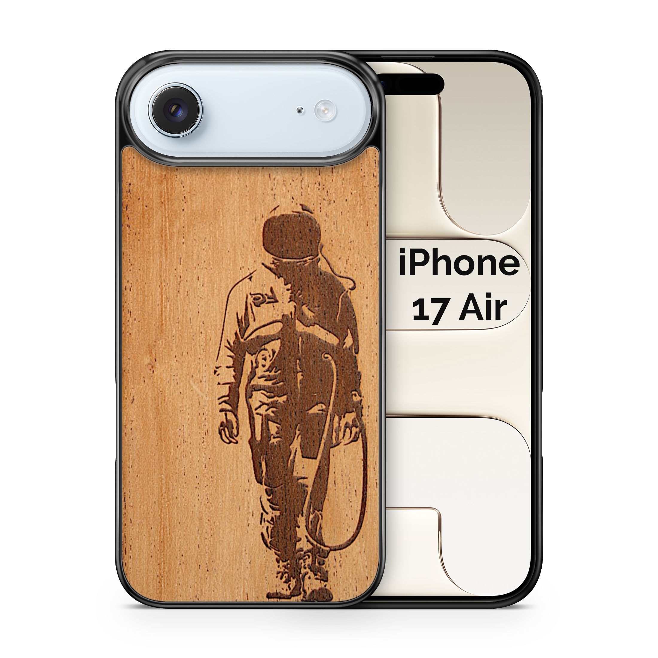 Slim Wooden Phone Case (Banksy Astronaut in Mahogany)