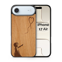 Slim Wooden Phone Case (Banksy Girl With a Balloon in Mahogany)
