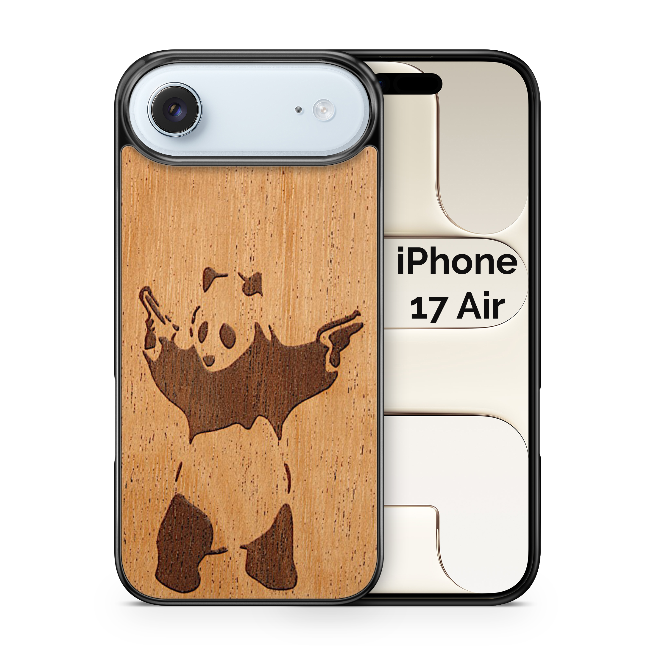 Slim Wooden Phone Case (Banksy Bad Panda in Mahogany)