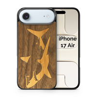 Slim Wooden iPhone Case (Great White Shark with Bamboo in Black Walnut)