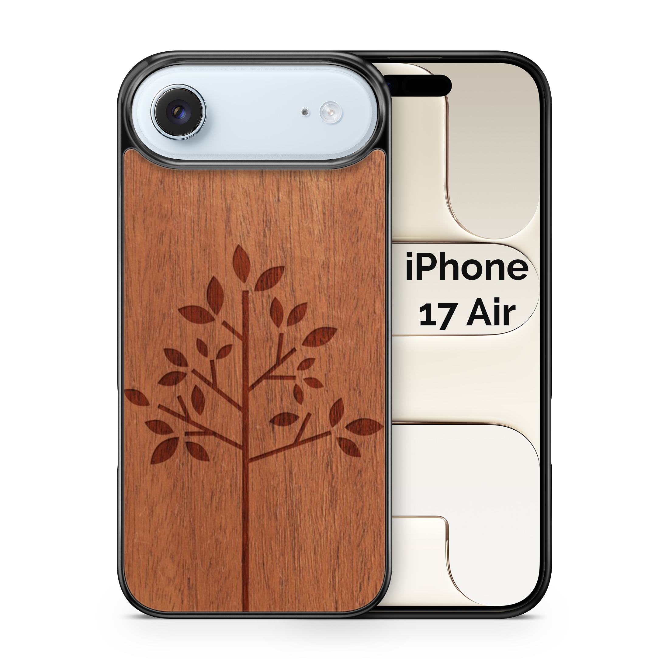 Slim Wooden Phone Case (Simple Tree in Mahogany)
