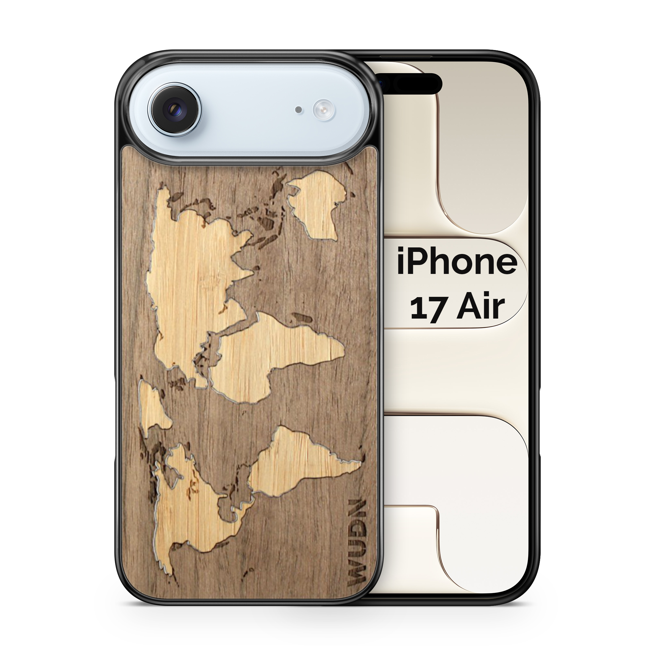Slim Wooden iPhone Case (World Map Traveler - Walnut Ocean)