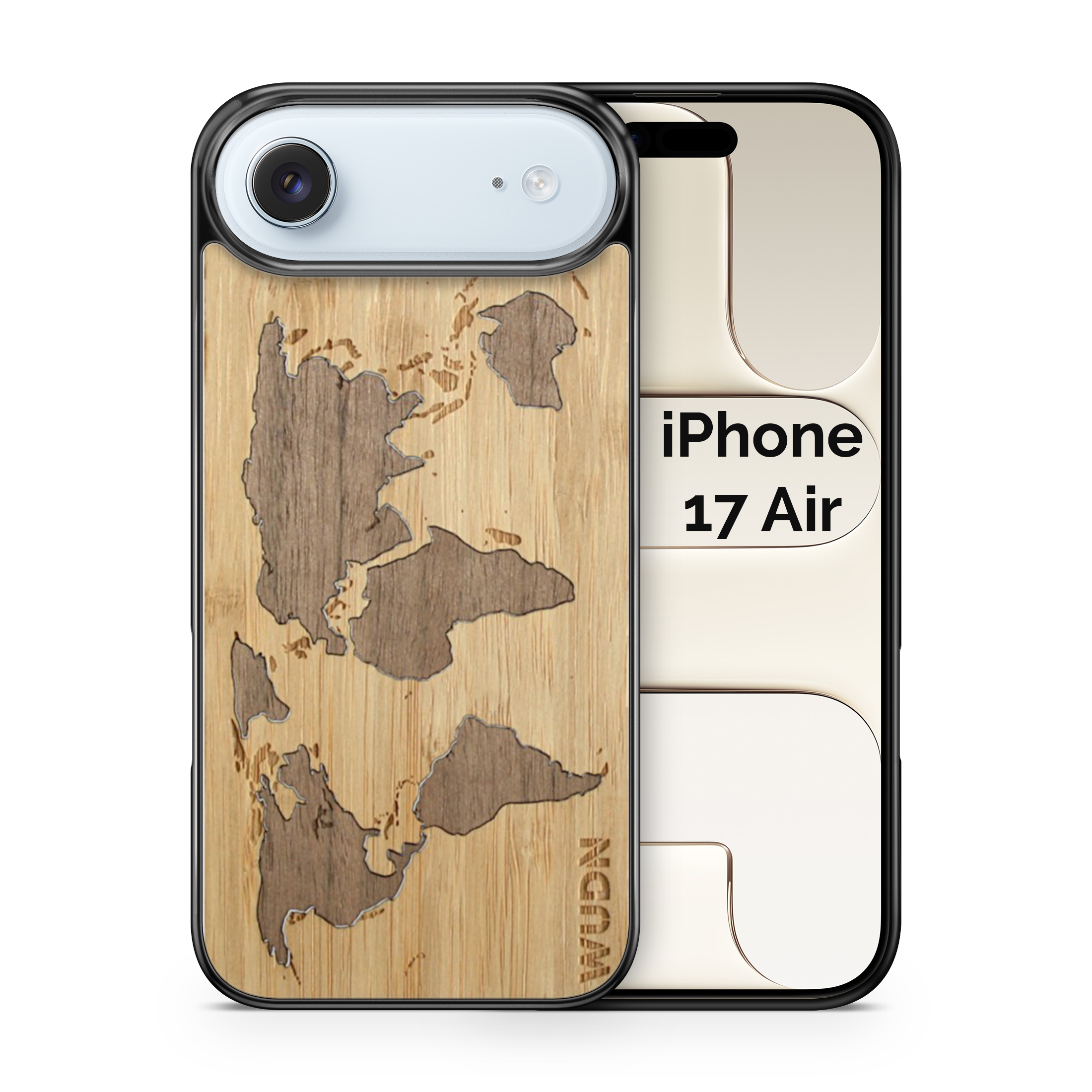 Slim Wooden Phone Case (World Map Traveler - Bamboo Ocean)