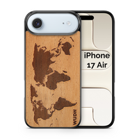 Slim Wooden iPhone Case (World Map Traveler in Mahogany)