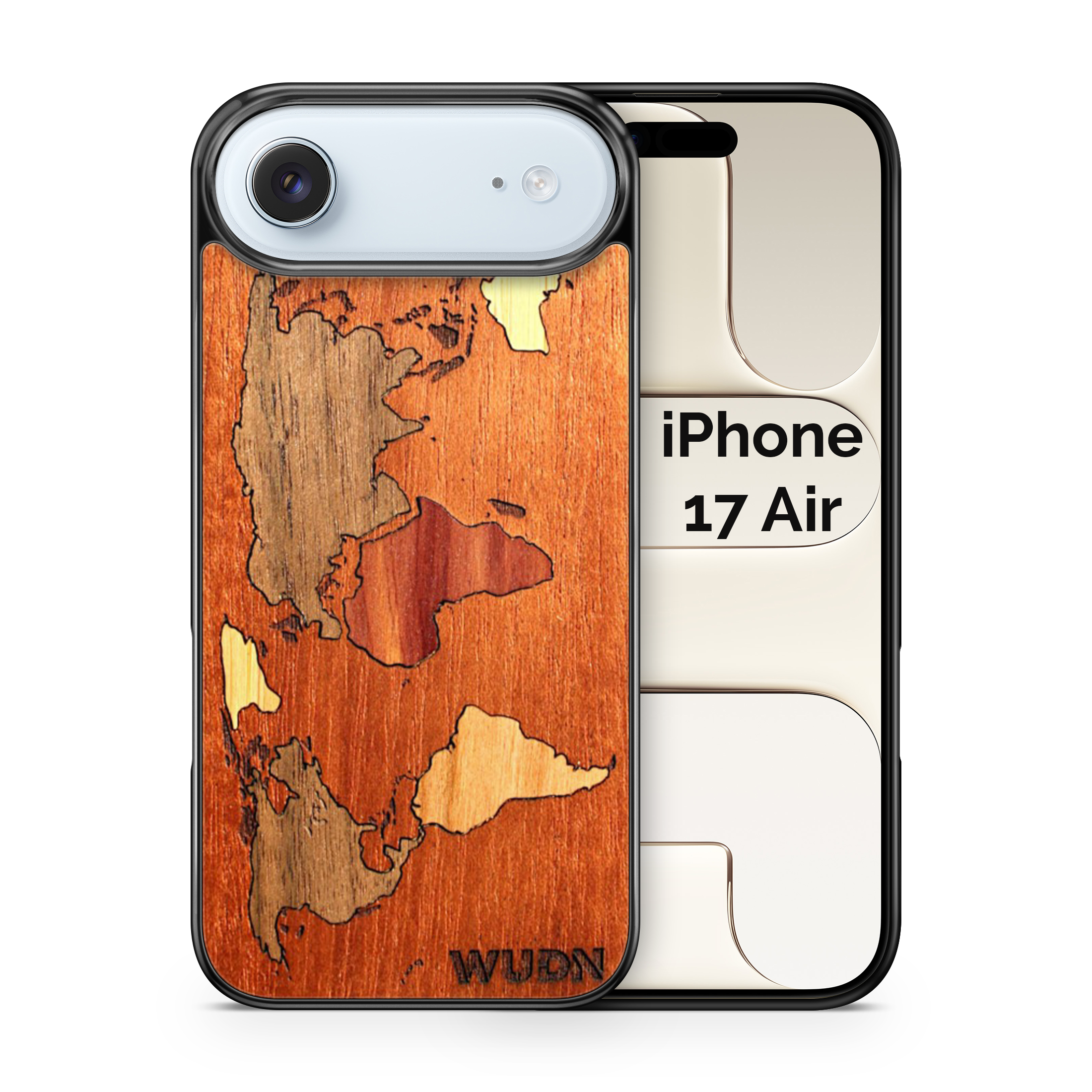 Slim Wooden Phone Case (Mahogany Inlay - World Map Traveler)
