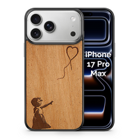 Slim Wooden Phone Case (Banksy Girl With a Balloon in Mahogany)