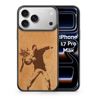 Slim Wooden Phone Case (Banksy Astronaut in Mahogany)