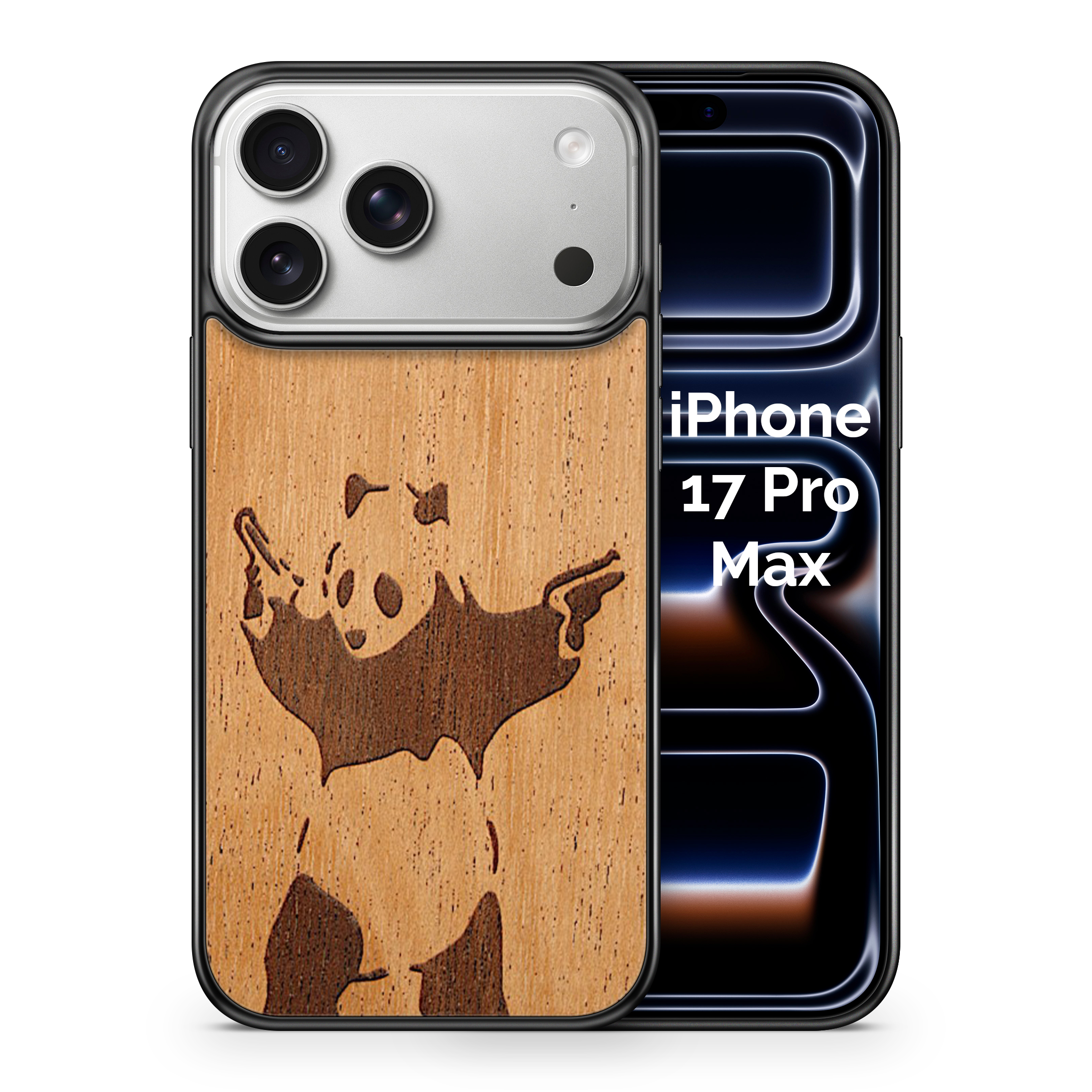 Slim Wooden Phone Case (Banksy Bad Panda in Mahogany)