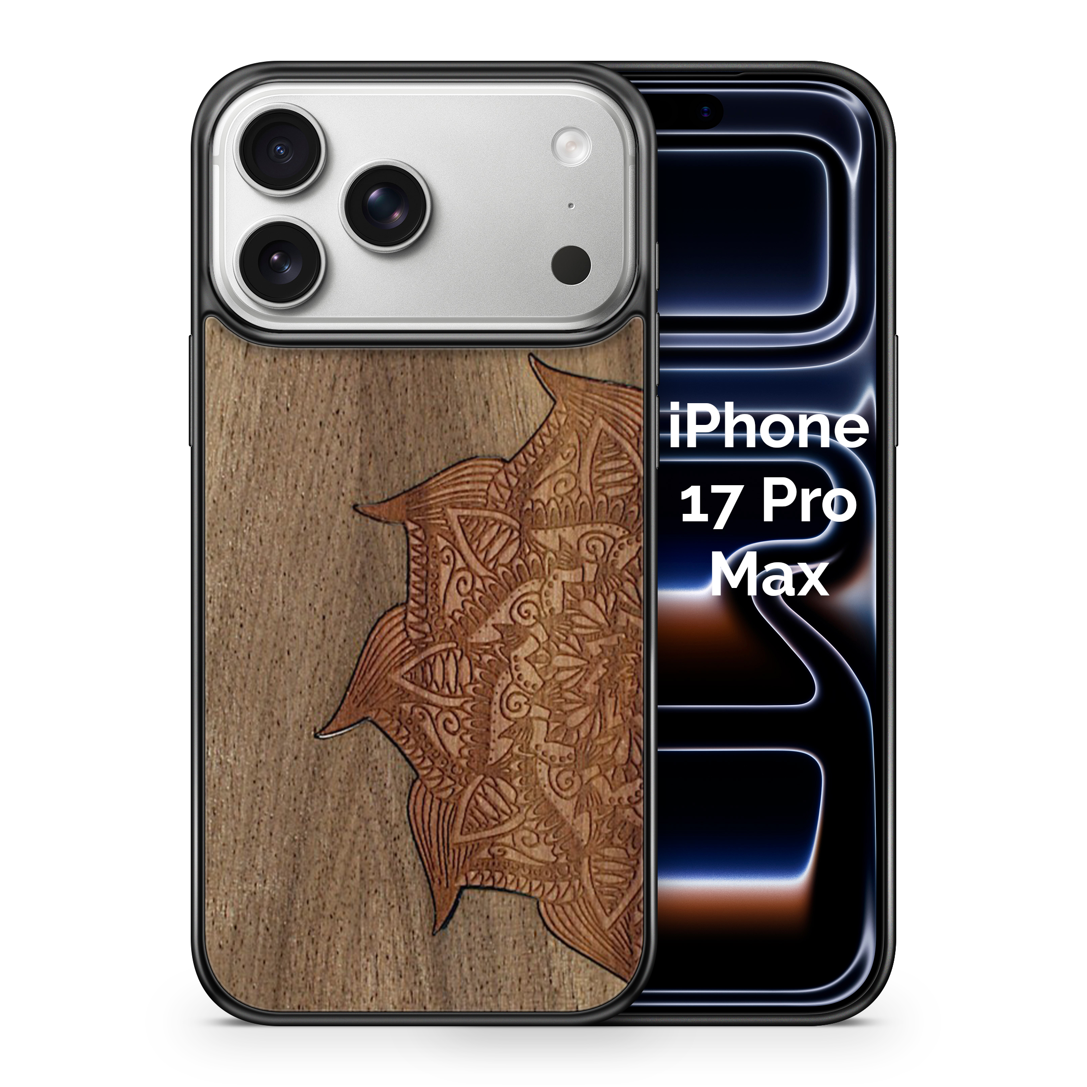 Slim Wooden Phone Case (Cedar Mandala in Black Walnut)