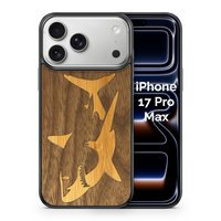 Slim Wooden iPhone Case (Great White Shark with Bamboo in Black Walnut)