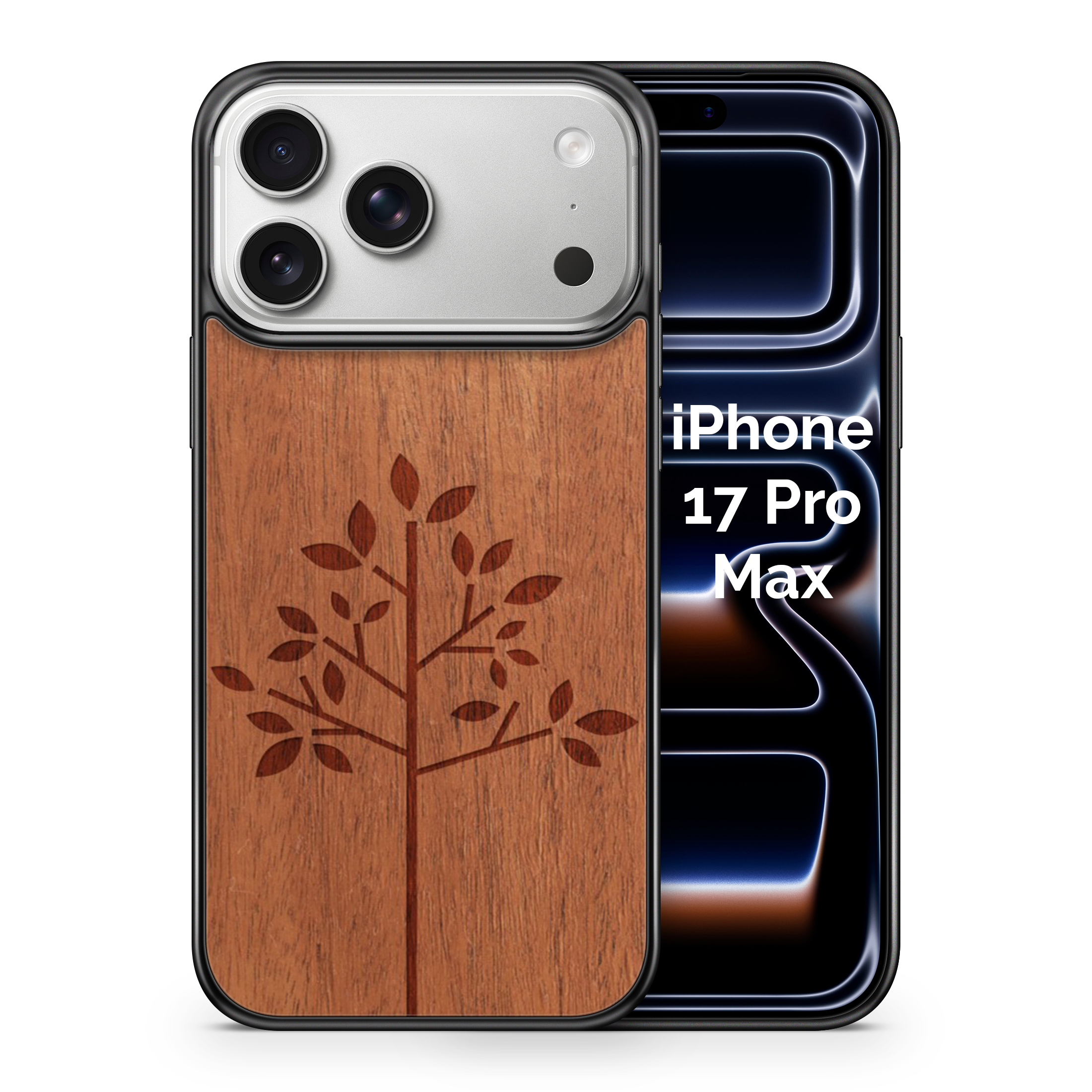 Slim Wooden Phone Case (Simple Tree in Mahogany)