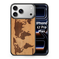 Slim Wooden iPhone Case (World Map Traveler in Mahogany)