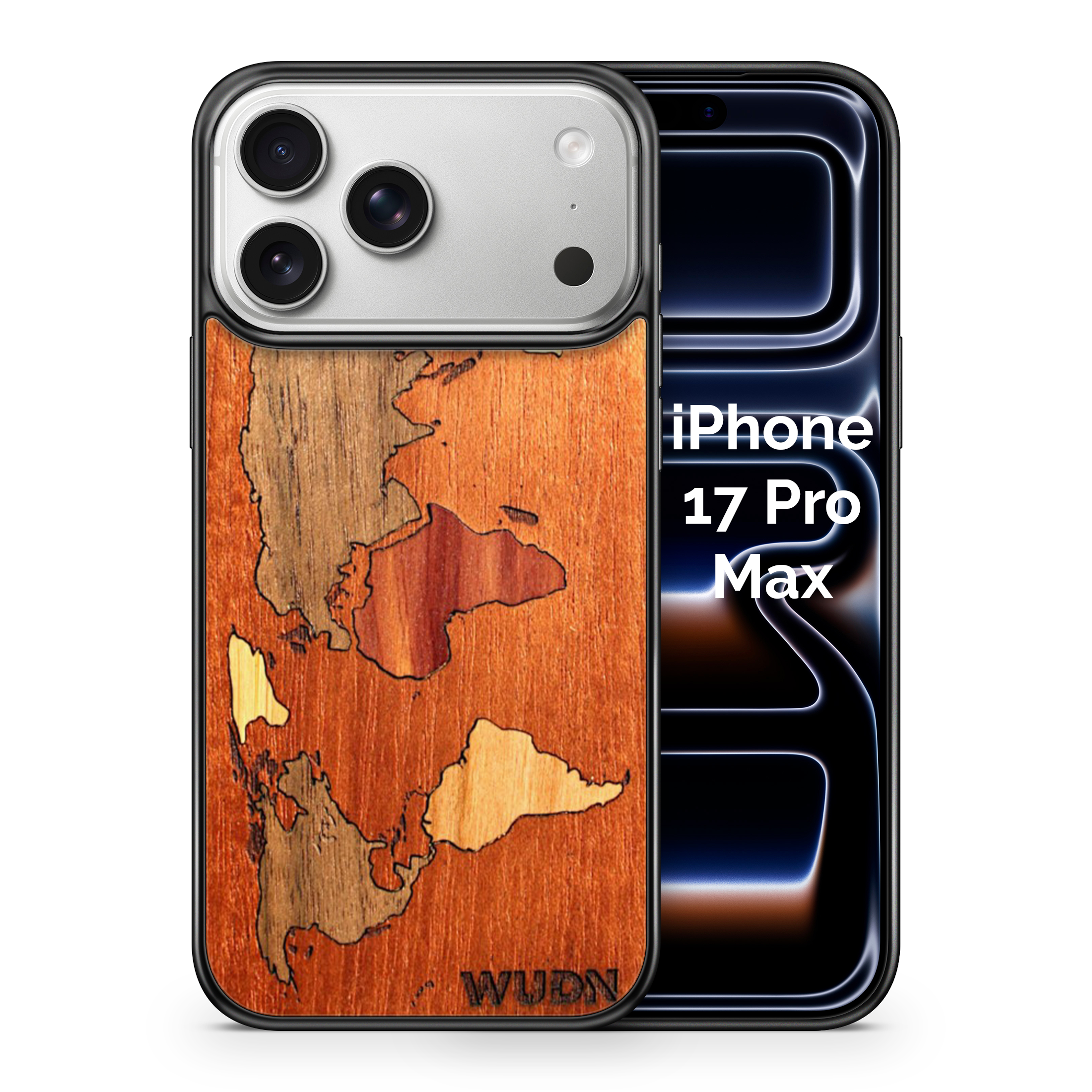 Slim Wooden Phone Case (Mahogany Inlay - World Map Traveler)