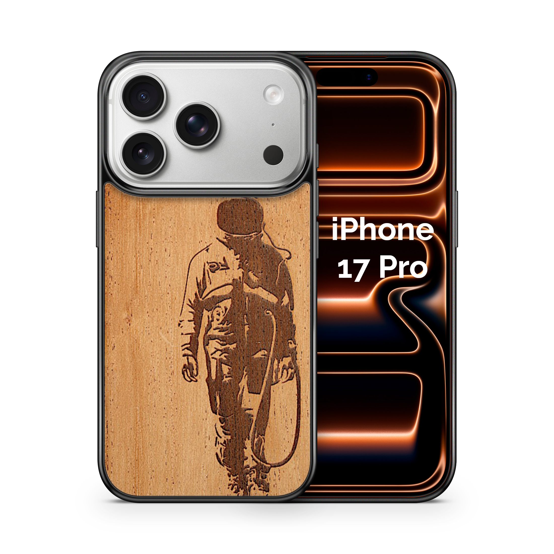 Slim Wooden Phone Case (Banksy Astronaut in Mahogany)