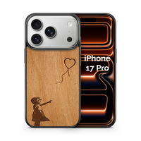 Slim Wooden Phone Case (Banksy Girl With a Balloon in Mahogany)