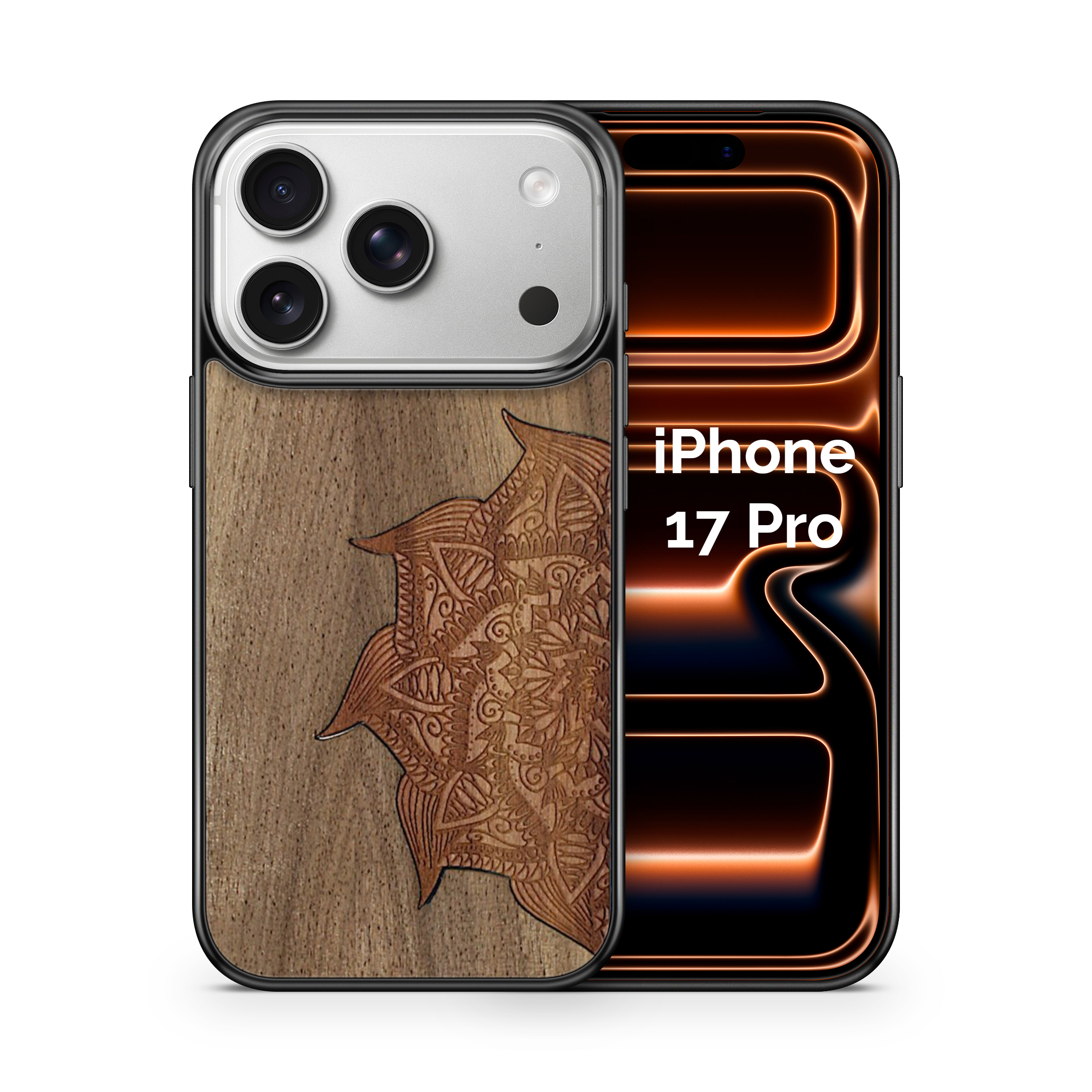 Slim Wooden Phone Case (Cedar Mandala in Black Walnut)