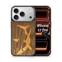 Slim Wooden iPhone Case (Great White Shark with Bamboo in Black Walnut)