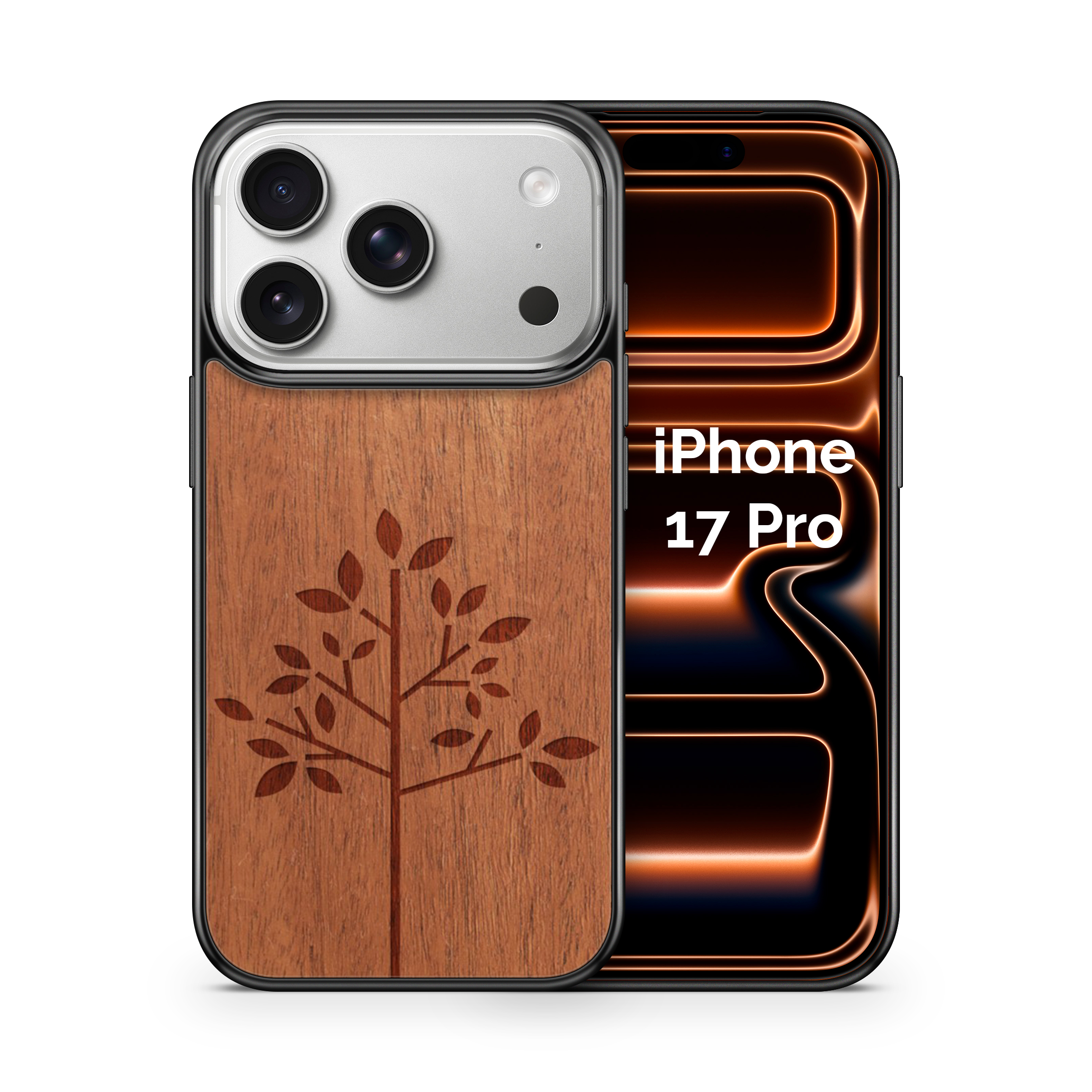 Slim Wooden Phone Case (Simple Tree in Mahogany)