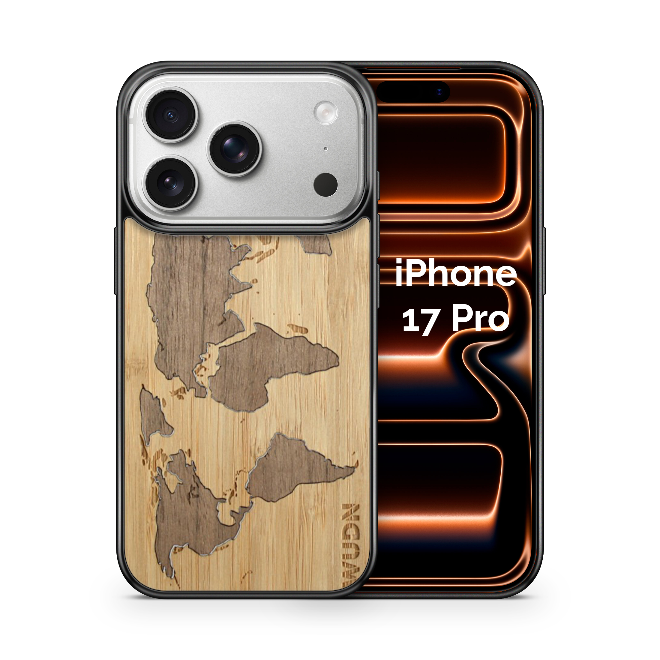 Slim Wooden Phone Case (World Map Traveler - Bamboo Ocean)