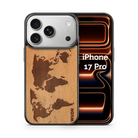 Slim Wooden iPhone Case (World Map Traveler in Mahogany)
