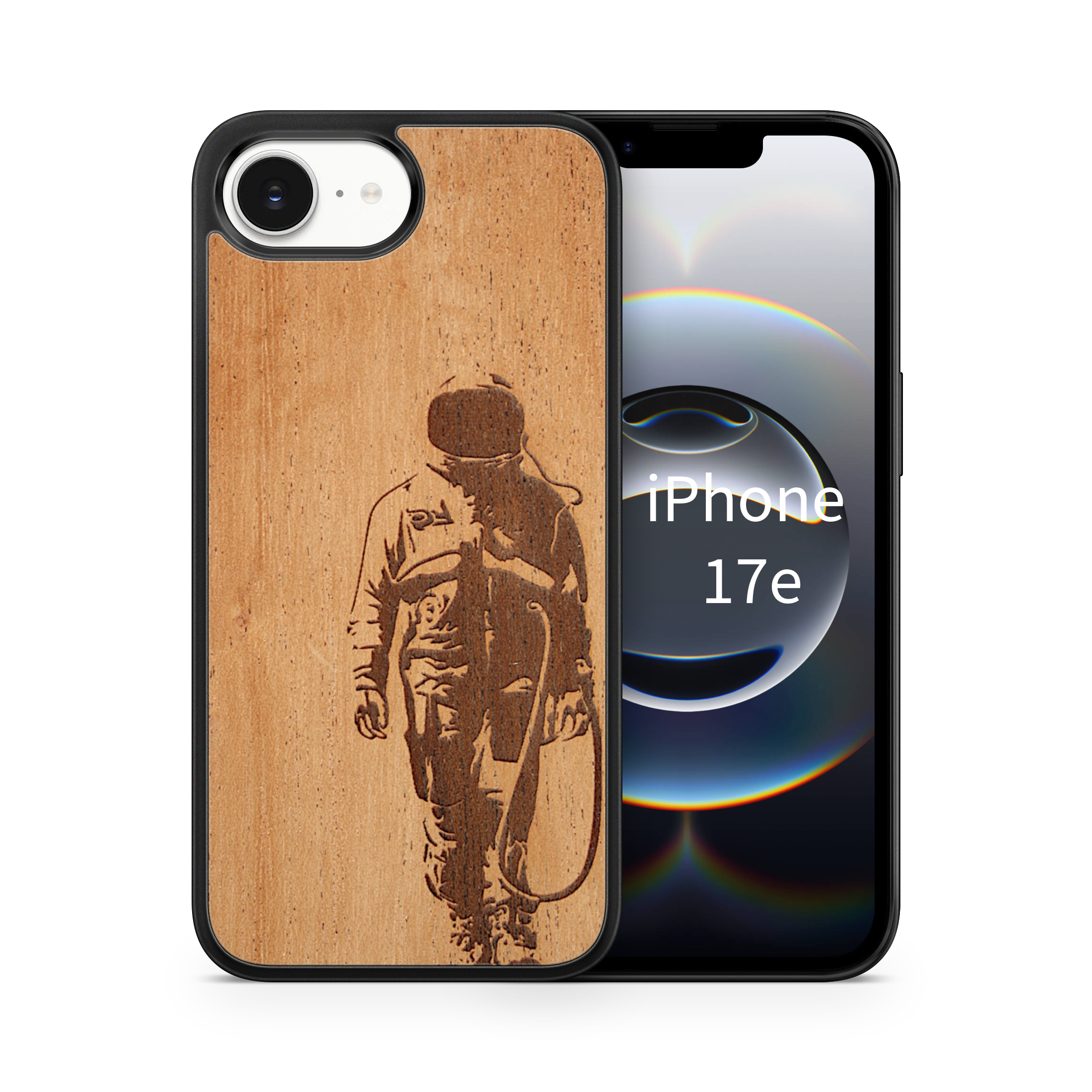 Slim Wooden Phone Case (Banksy Astronaut in Mahogany)