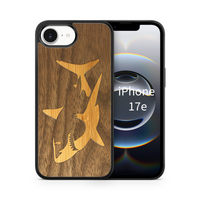 Slim Wooden iPhone Case (Great White Shark with Bamboo in Black Walnut)