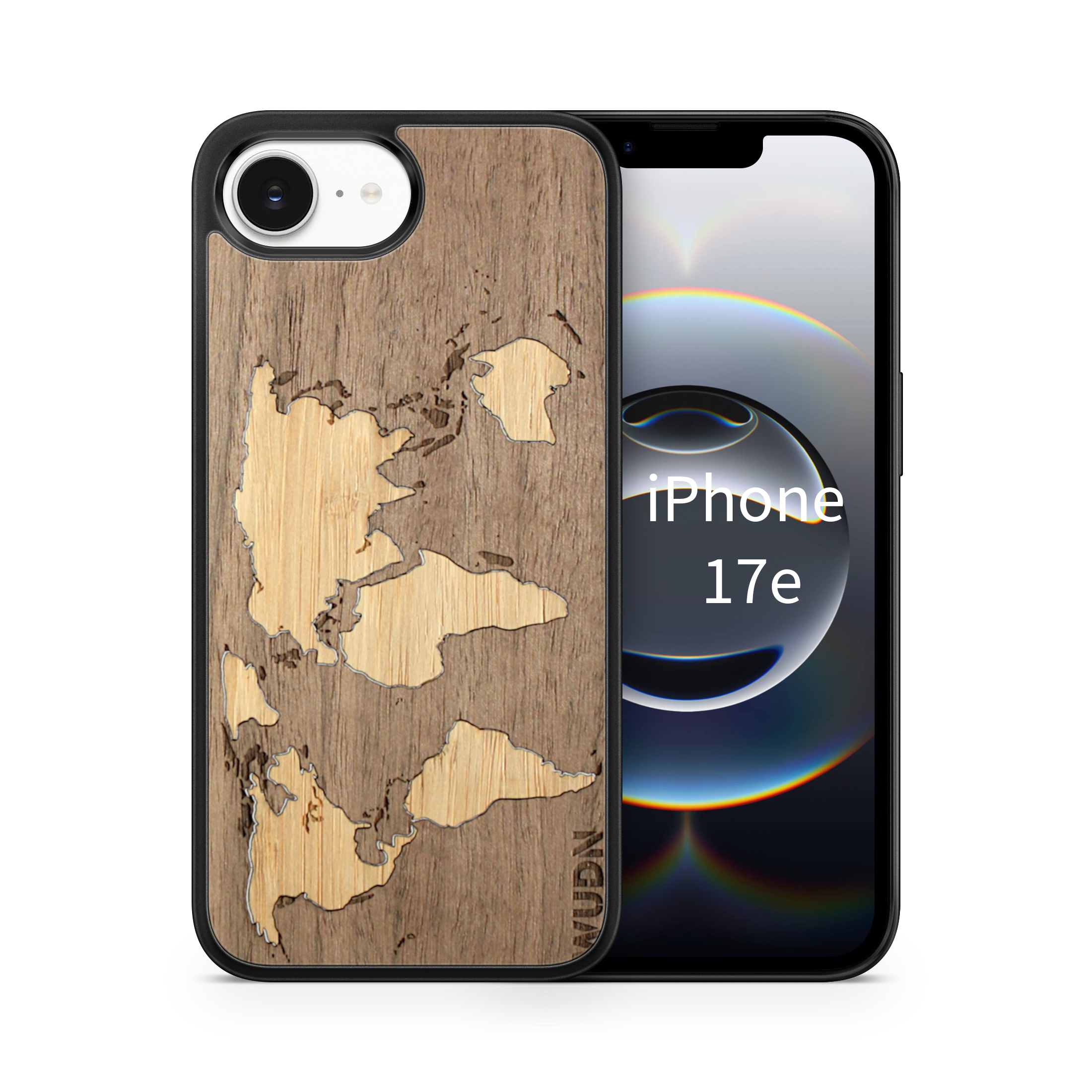Slim Wooden iPhone Case (World Map Traveler - Walnut Ocean)