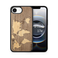 Slim Wooden iPhone Case (World Map Traveler - Walnut Ocean)