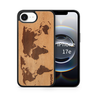 Slim Wooden iPhone Case (World Map Traveler in Mahogany)
