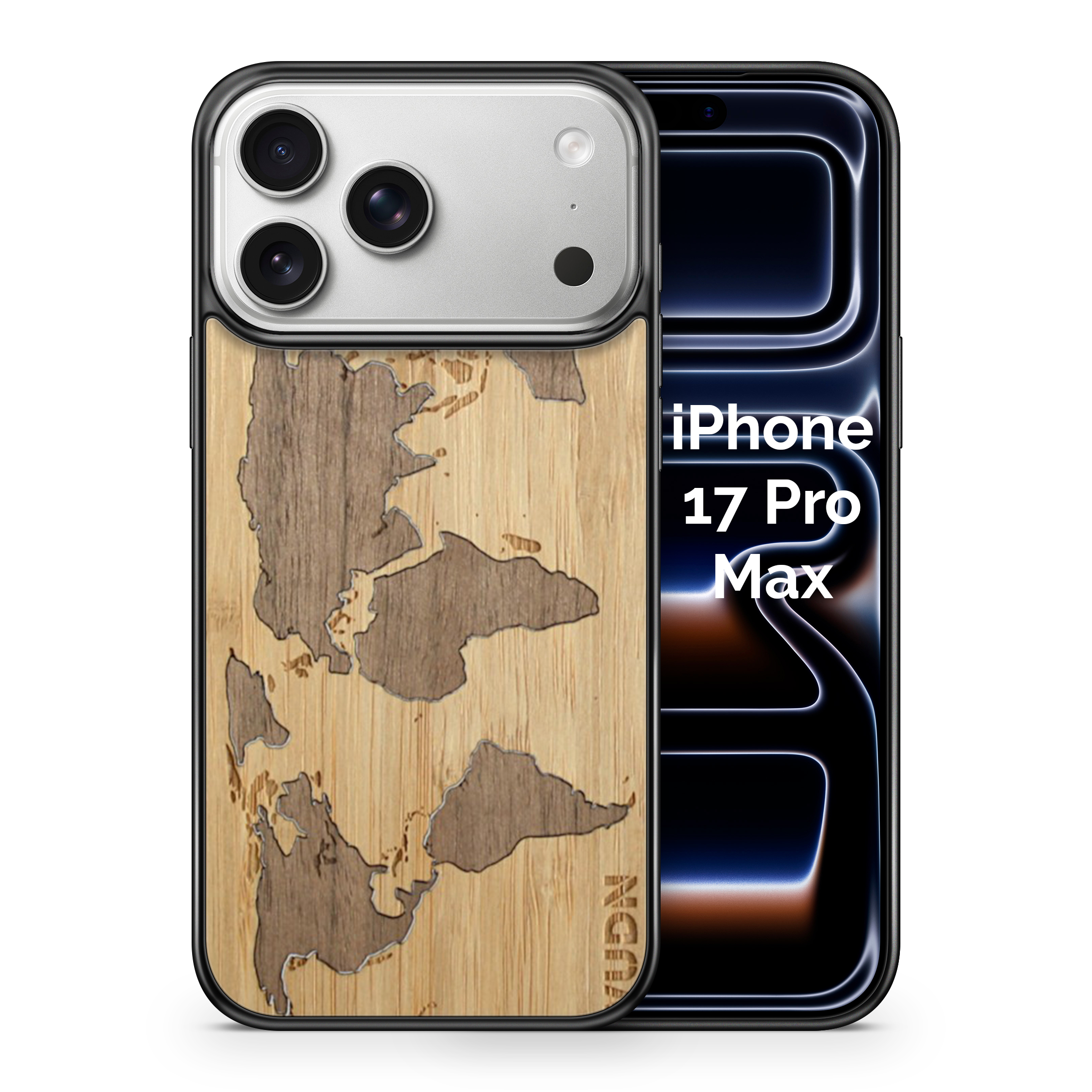 Slim Wooden Phone Case (World Map Traveler - Bamboo Ocean)