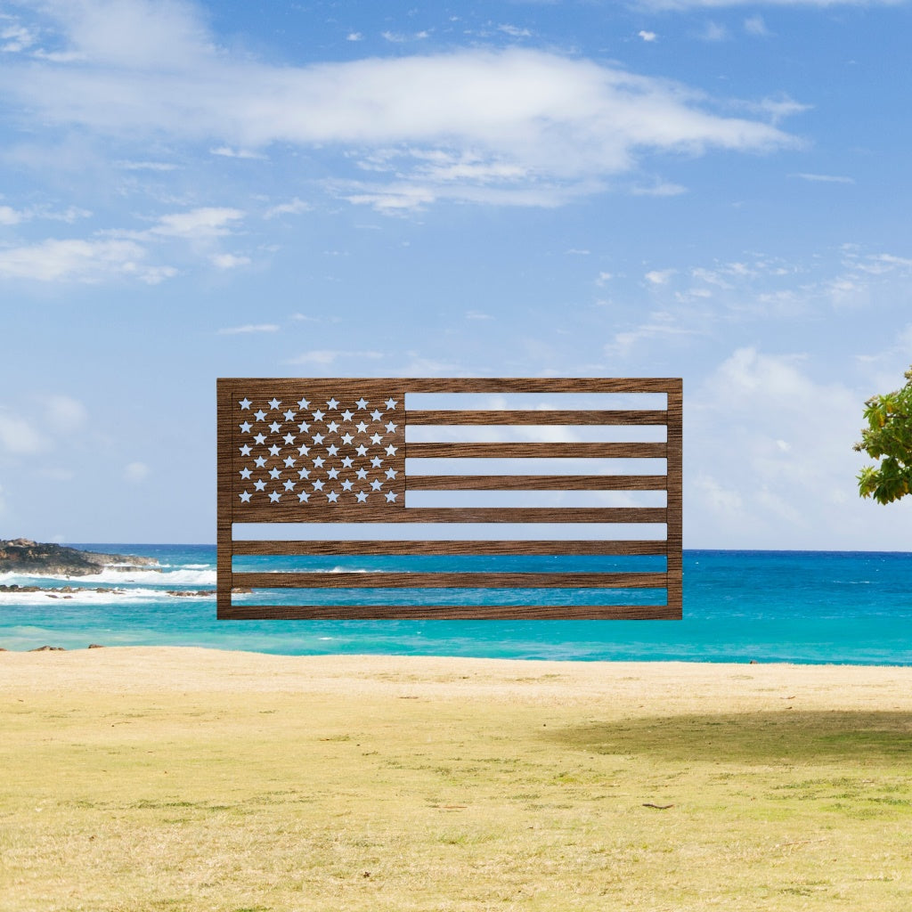 Wooden American Flag Sticker