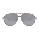 Zebra Wood Silver Framed Square Aviator Sunglasses by WUDN