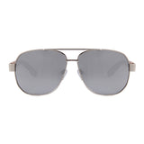 Zebra Wood Silver Framed Square Aviator Sunglasses by WUDN