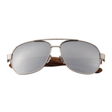 Zebra Wood Silver Framed Square Aviator Sunglasses by WUDN