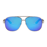Zebra Wood Silver Framed Square Aviator Sunglasses by WUDN