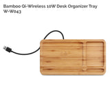 Solid Bamboo Desktop Organizer Tray with Wireless Charger (BLACKFOOT)