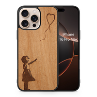 Slim Wooden Phone Case (Banksy Girl With a Balloon in Mahogany)