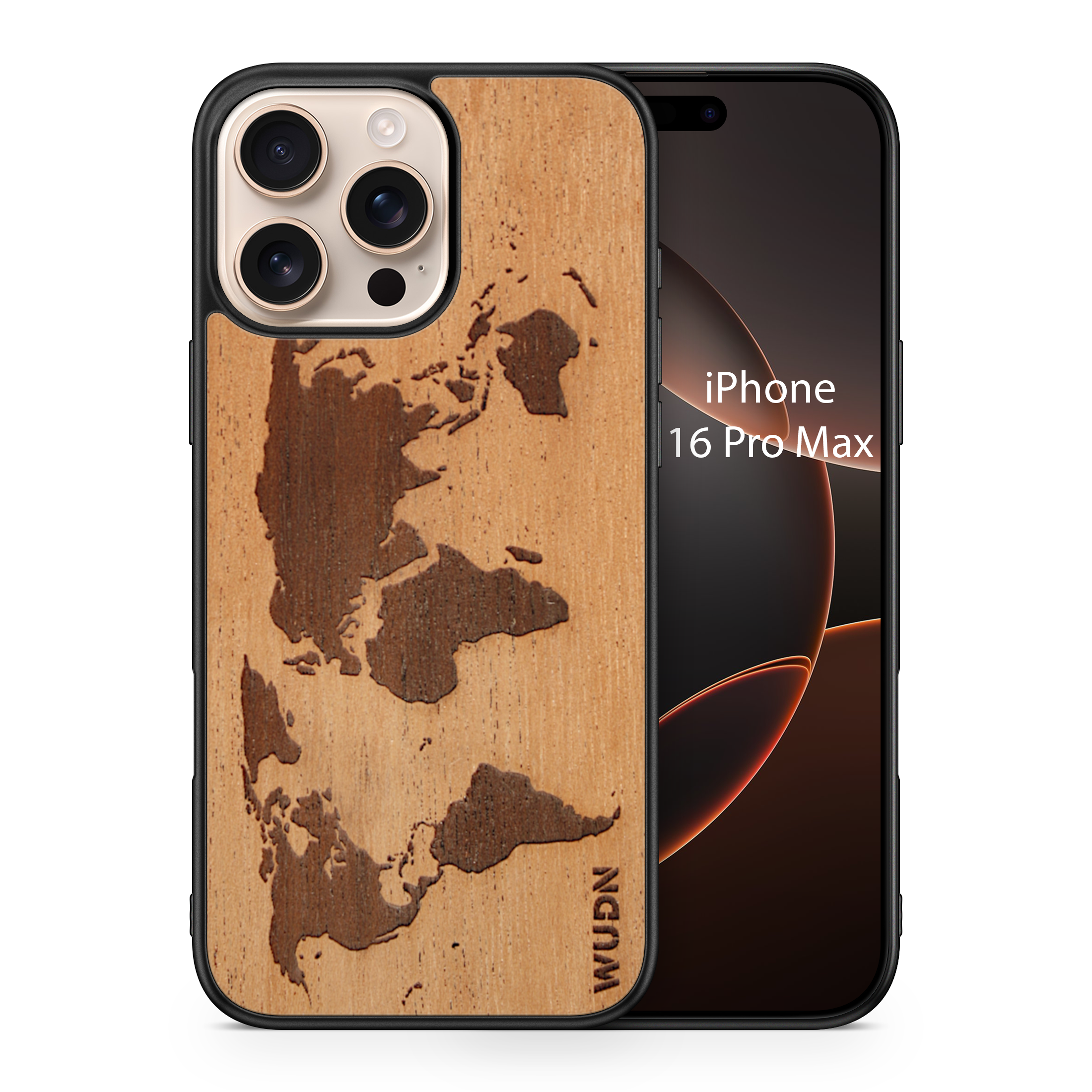 Slim Wooden iPhone Case (World Map Traveler in Mahogany)