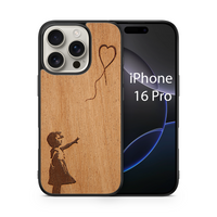 Slim Wooden Phone Case (Banksy Girl With a Balloon in Mahogany)